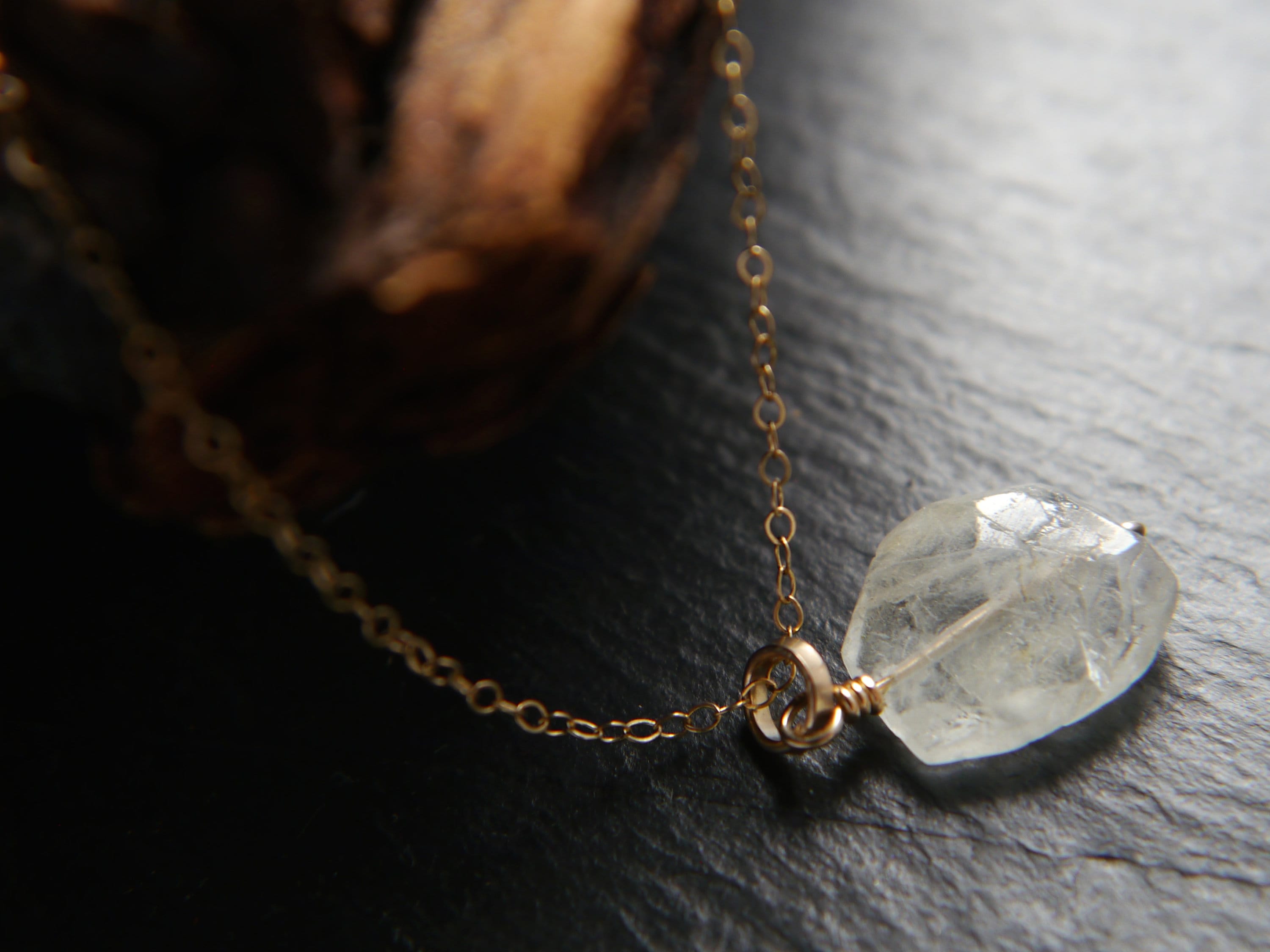 Raw Aquamarine Gemstone Pendant Necklace, 14K Gold Filled Minimalist Jewelry
