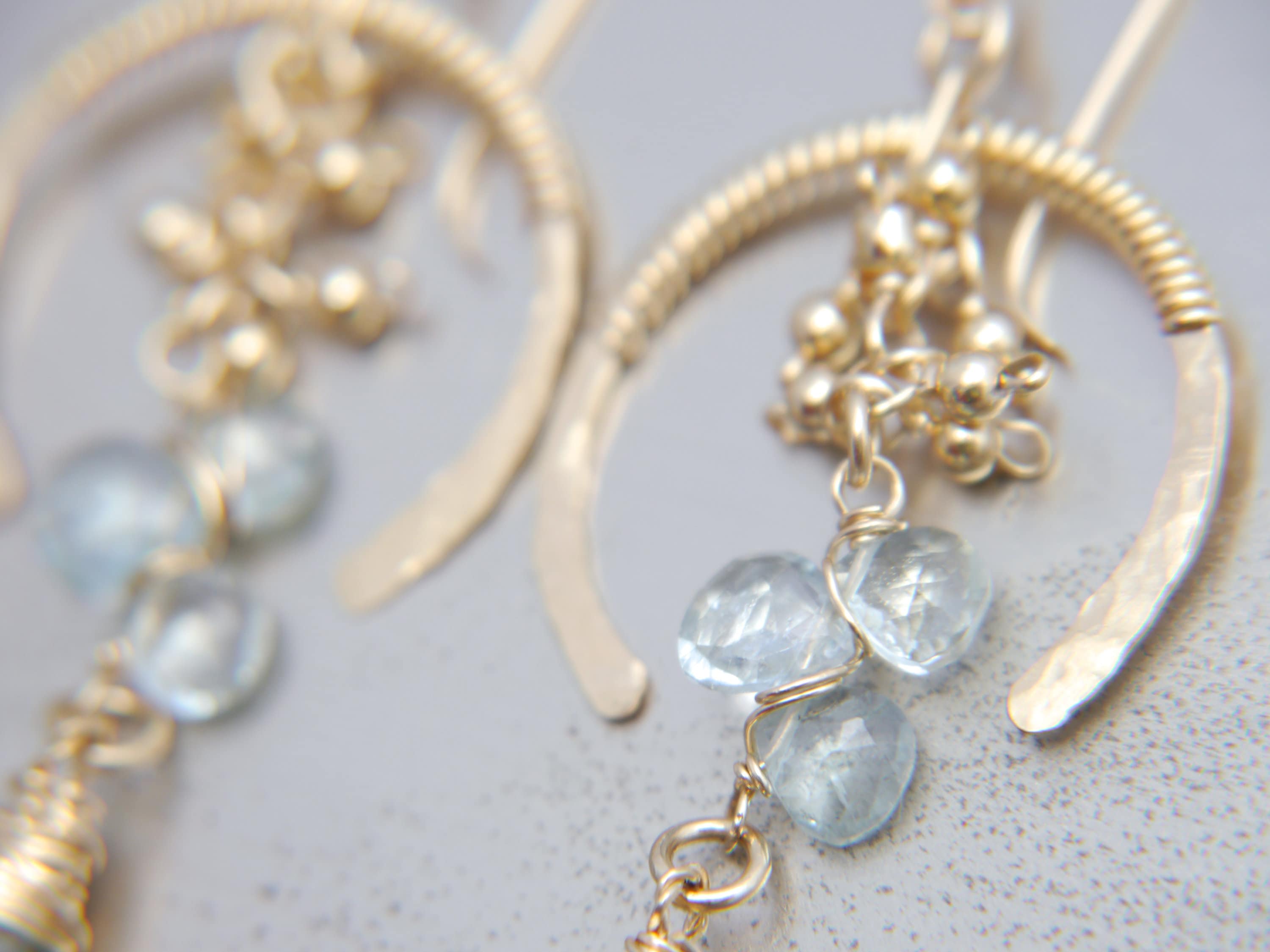 Green Amethyst Chandelier Gemstone Earrings, 14K Gold Filled Elegant Bridal