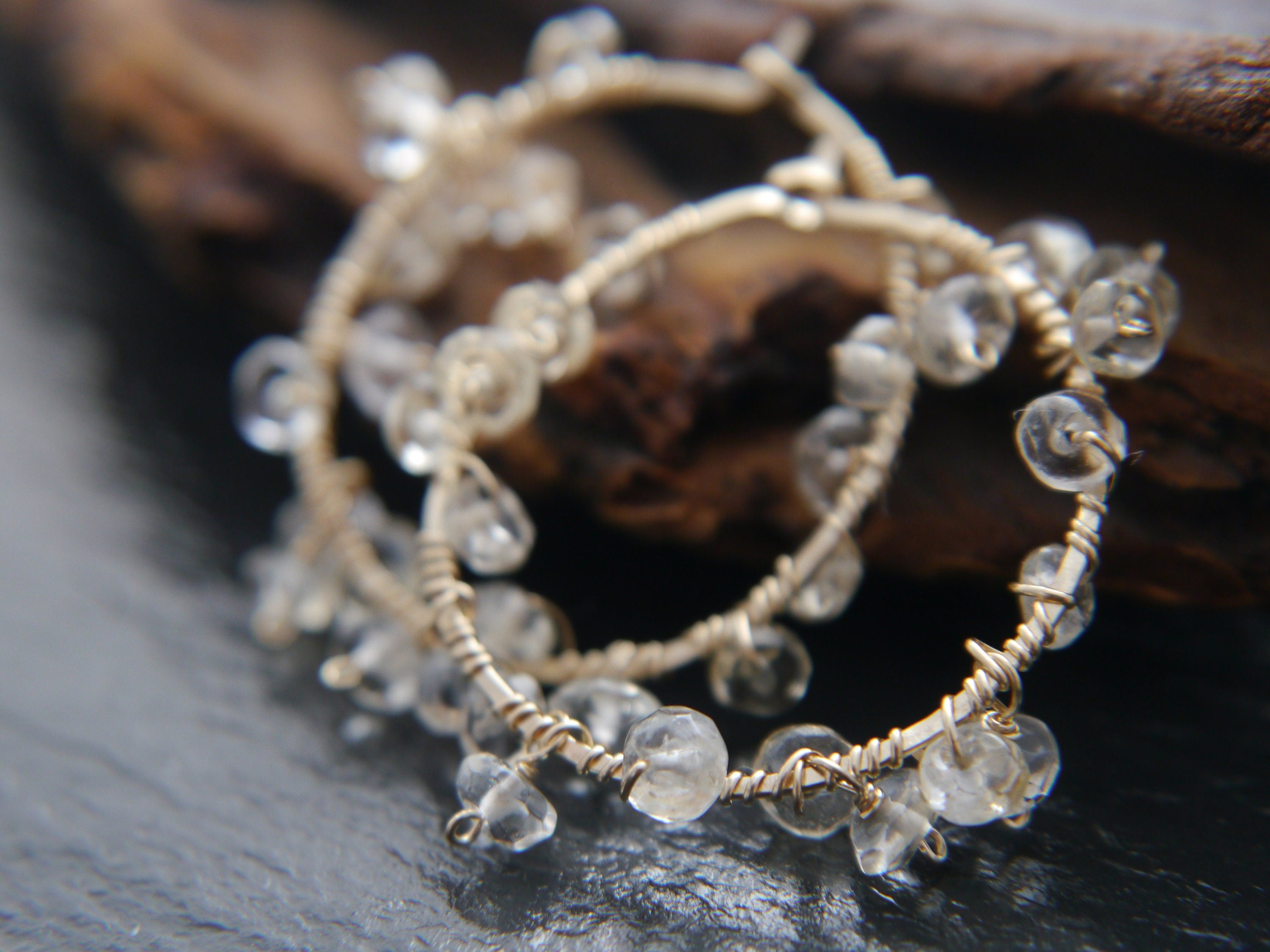 Citrine Floral Hoop Gemstone Earrings, 14K Gold Filled Boho Wedding Jewelry