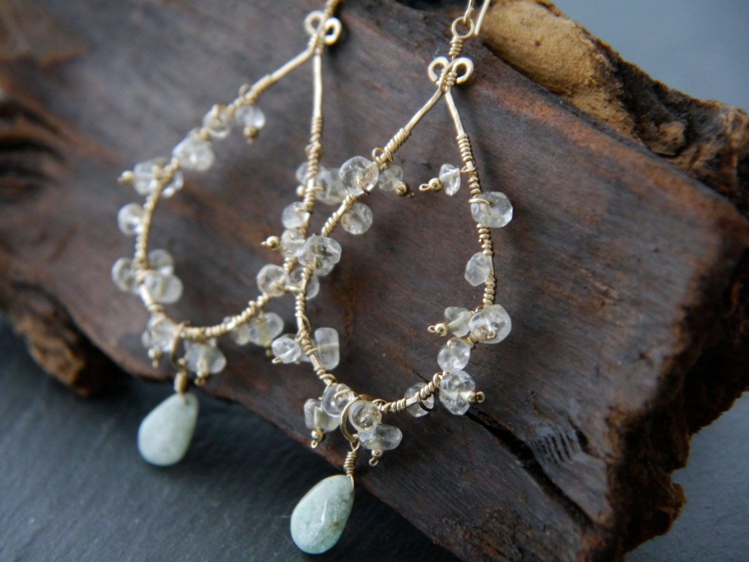 Citrine Floral Chandelier Earrings, 14K Gold Filled Dangle, Garden Statement Jewelry
