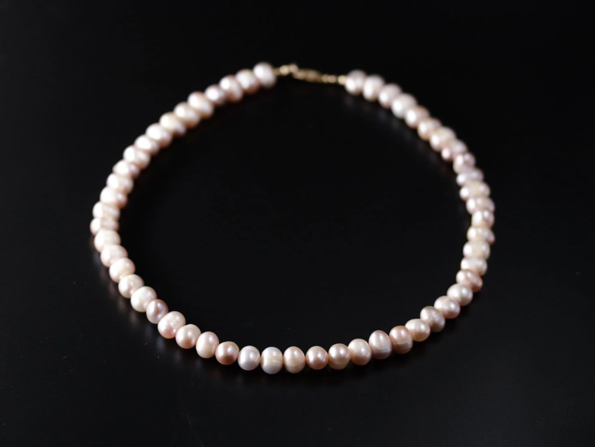 Pink Freshwater Pearl Strand Gemstone Necklace, 14K Gold Filled, Bridal