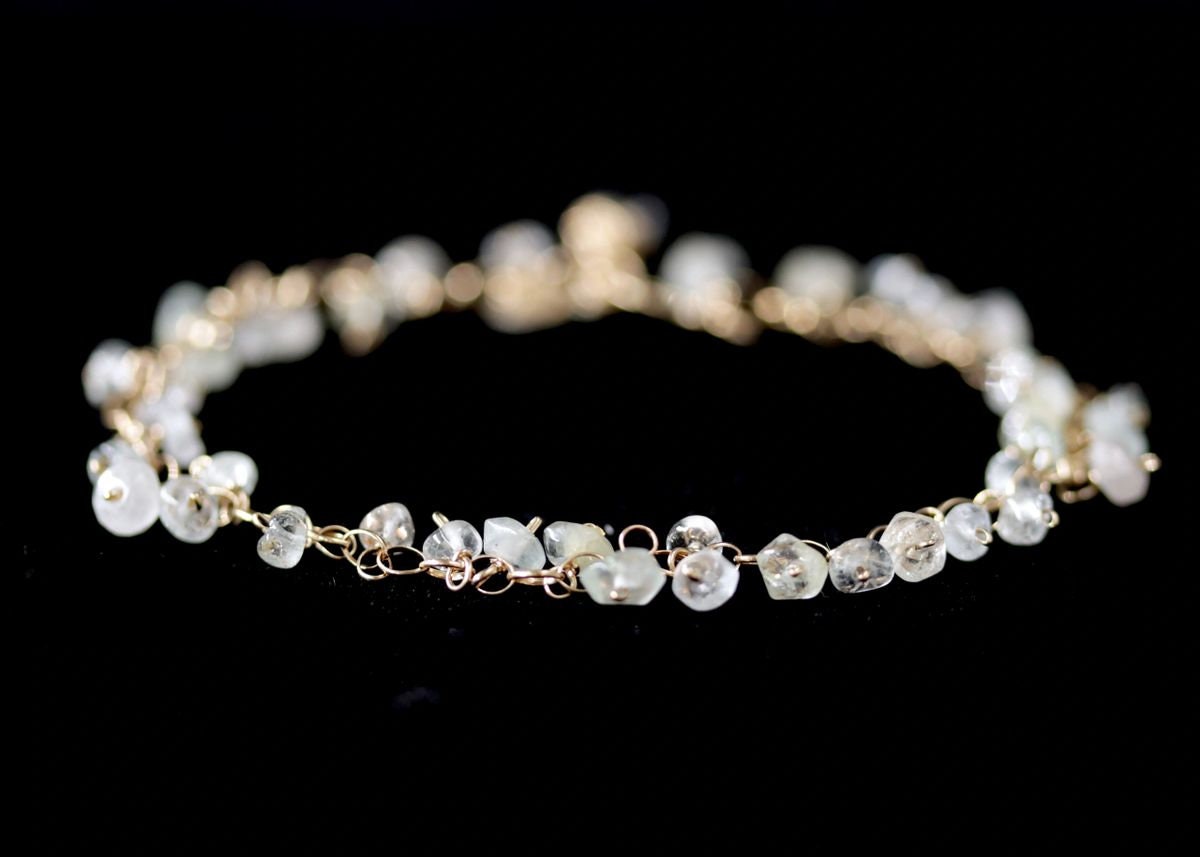Citrine Gemstone Rosary Chain Gemstone Bracelet, 14K Gold Filled Bridal Jewelry
