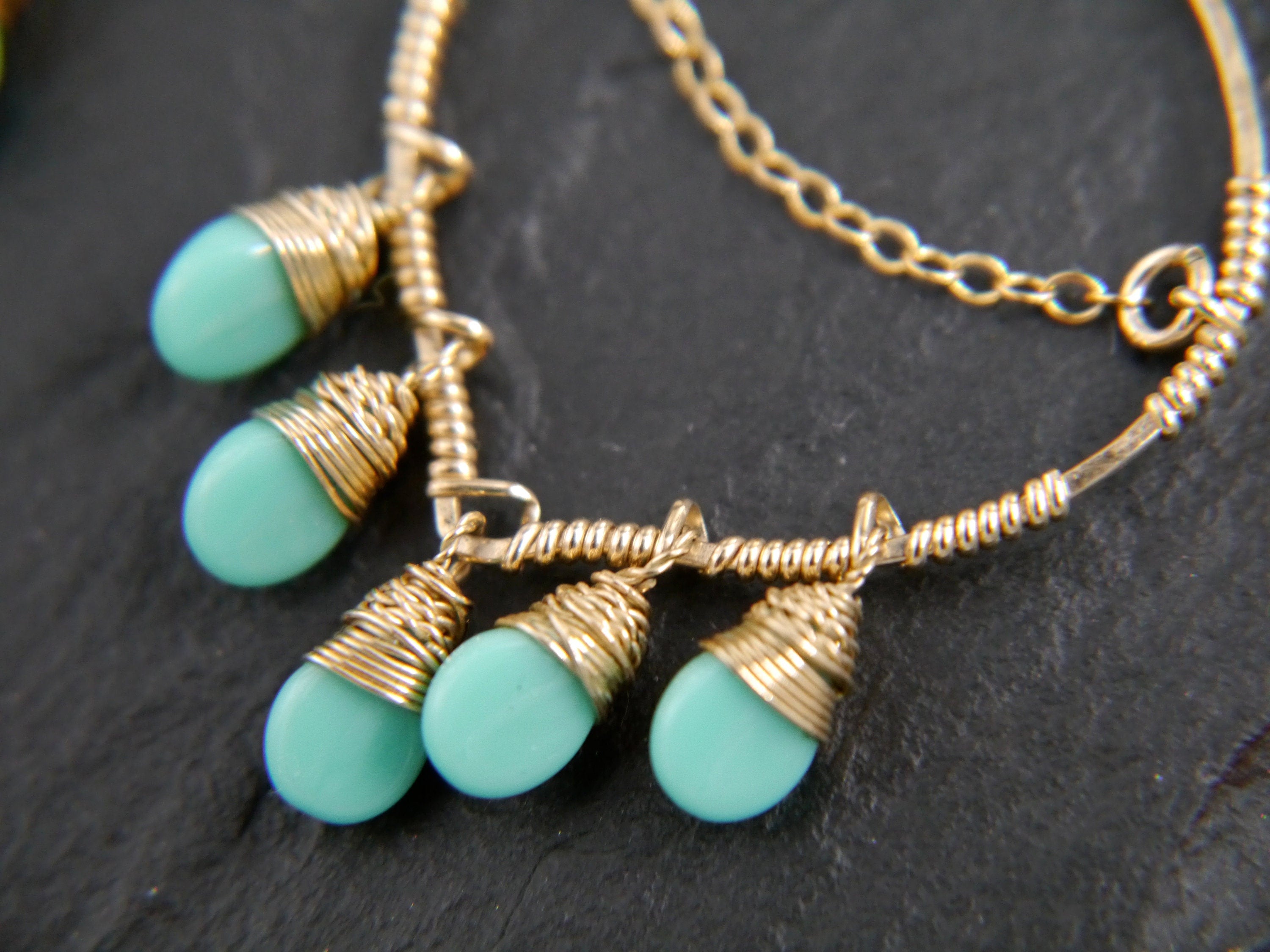 Boho Czech Glass Chandelier Gemstone Earrings, 14K Gold Filled Bohemian Style