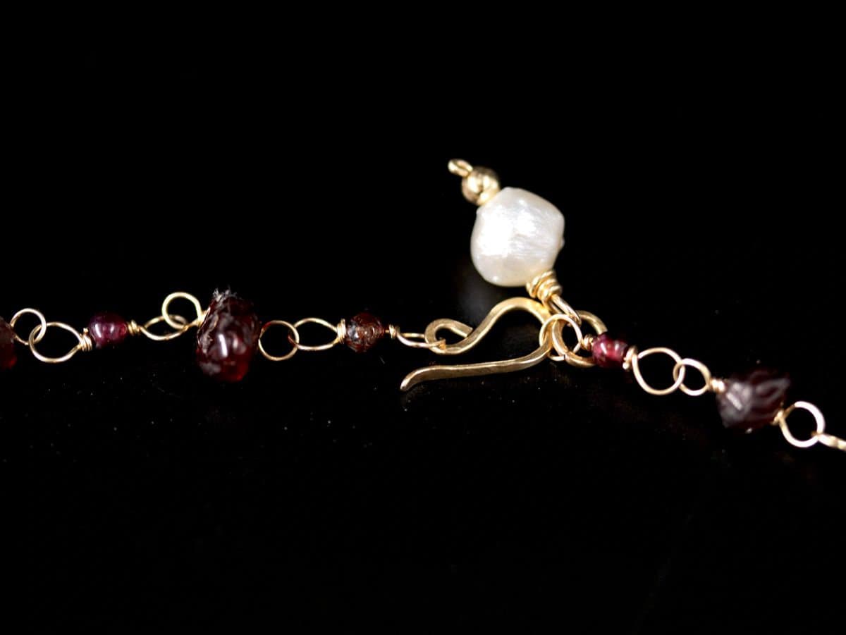 Garnet Rosary Chain Gemstone Necklace, 14K Gold Filled