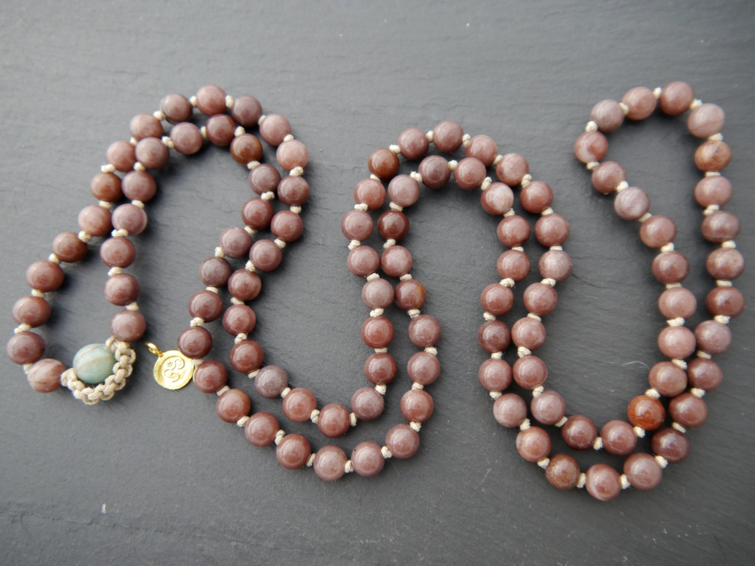 Purple Aventurine 108 Mala Bead , Wrap, Hand Knotted Tibetan Prayer Beads