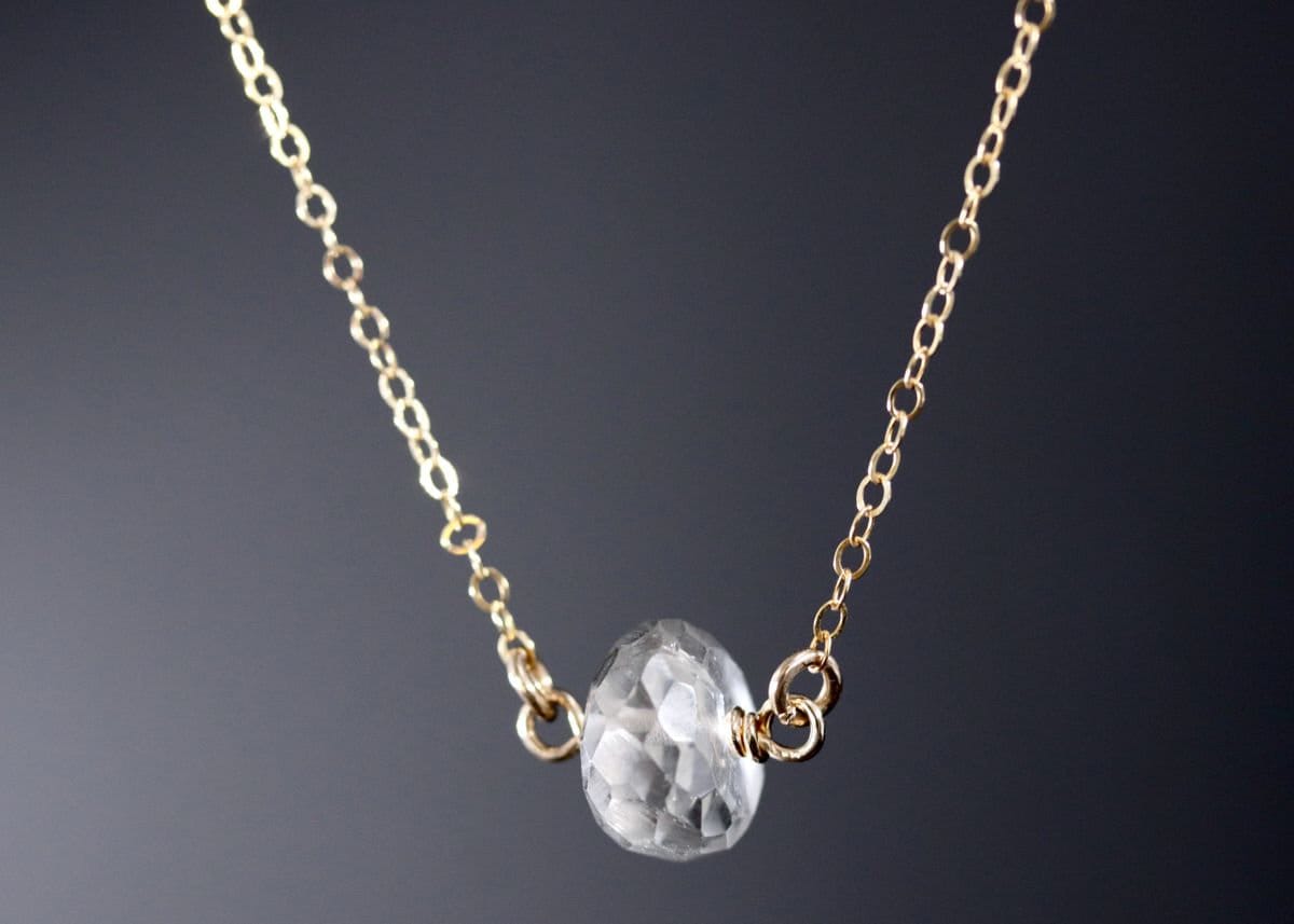 Green Amethyst Pendant Gemstone Necklace, 14K Gold Filled Minimalist Jewelry