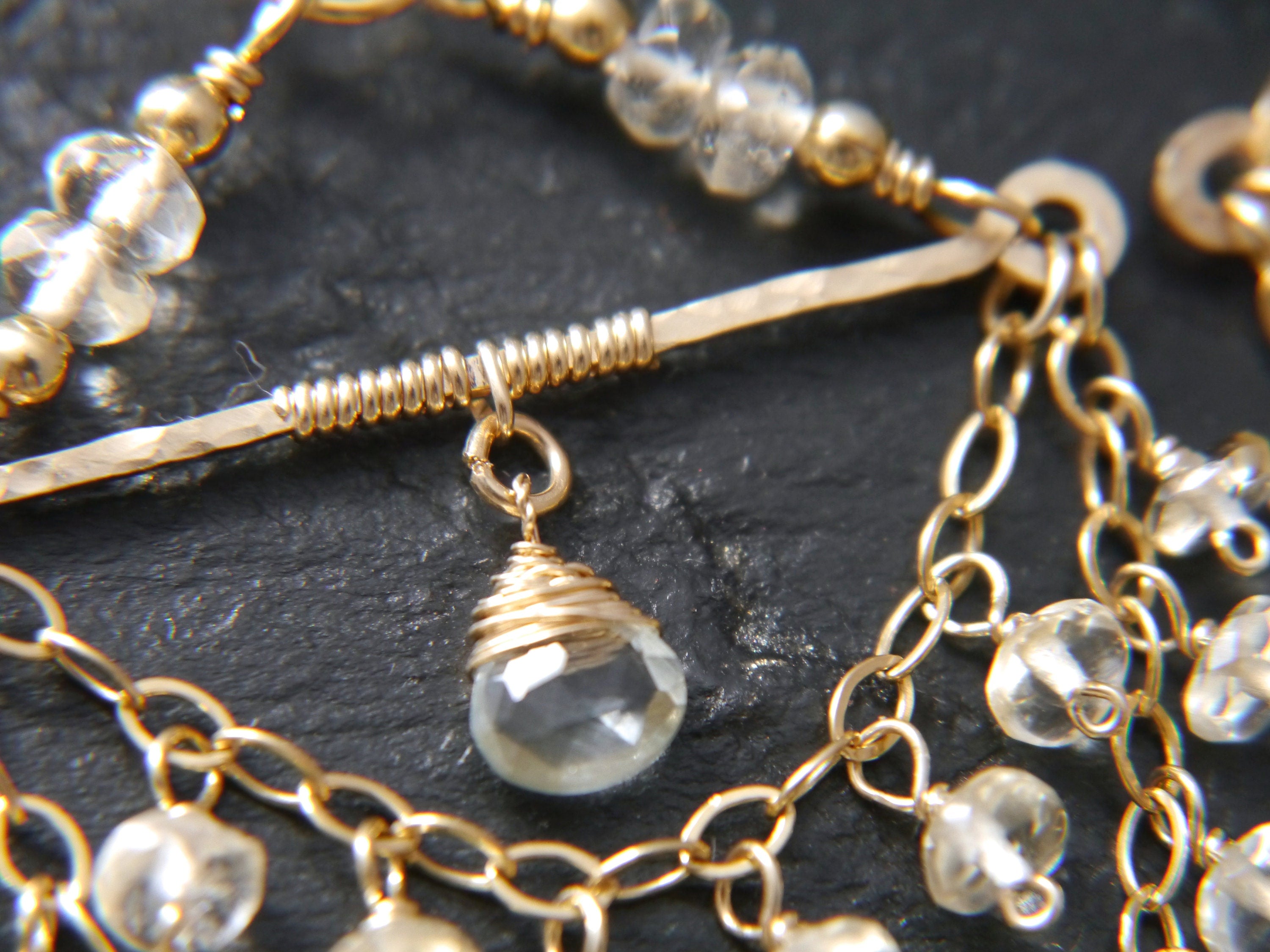 Citrine Chandelier Gemstone Earrings, 14K Gold Filled Bohemian Style