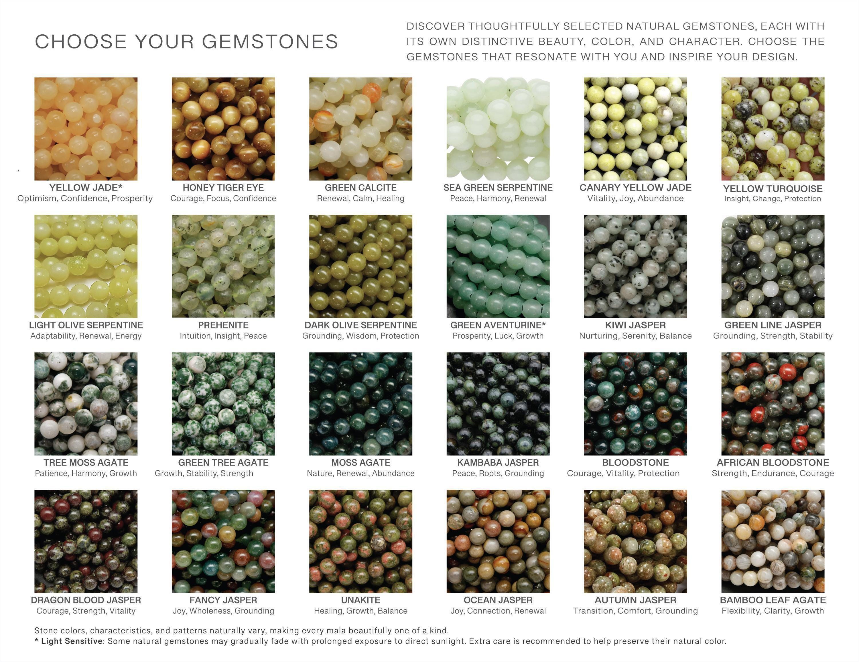 The image is a collage of various gemstone images, each showcasing a different natural stone with unique colors, textures, and characteristics. The images are arranged in a grid format, allowing for a comprehensive view of the diverse gemstones available for selection.
