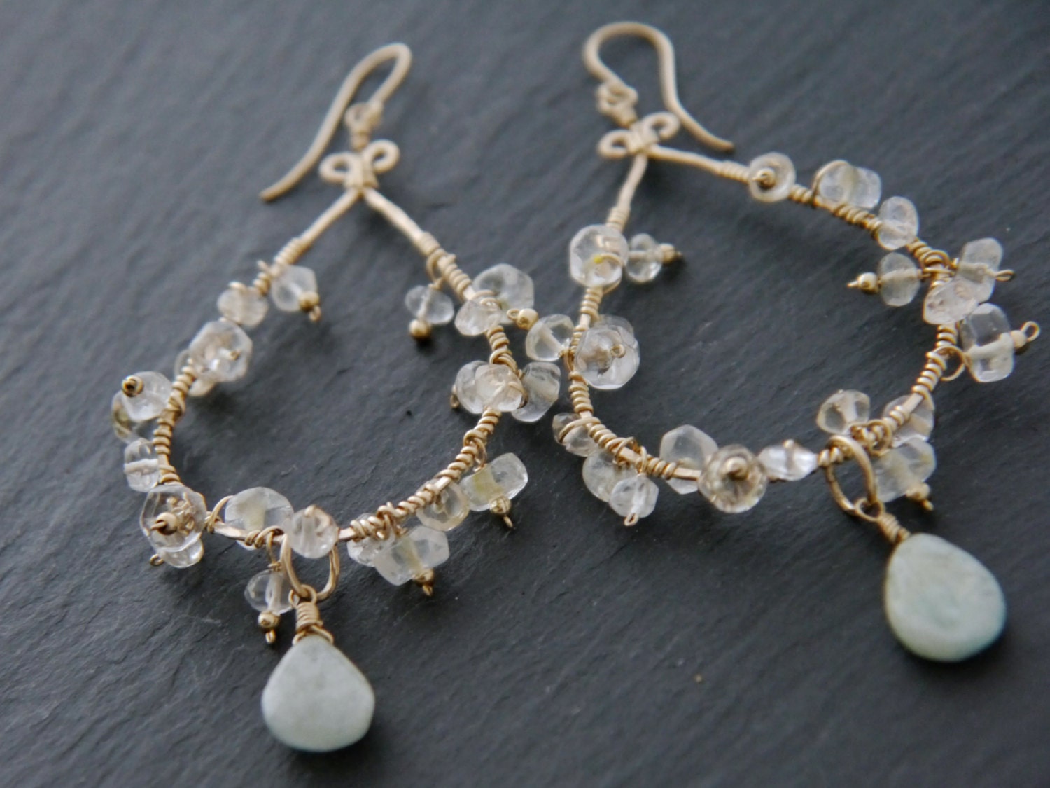 Citrine Floral Chandelier Earrings, 14K Gold Filled Dangle, Garden Statement Jewelry