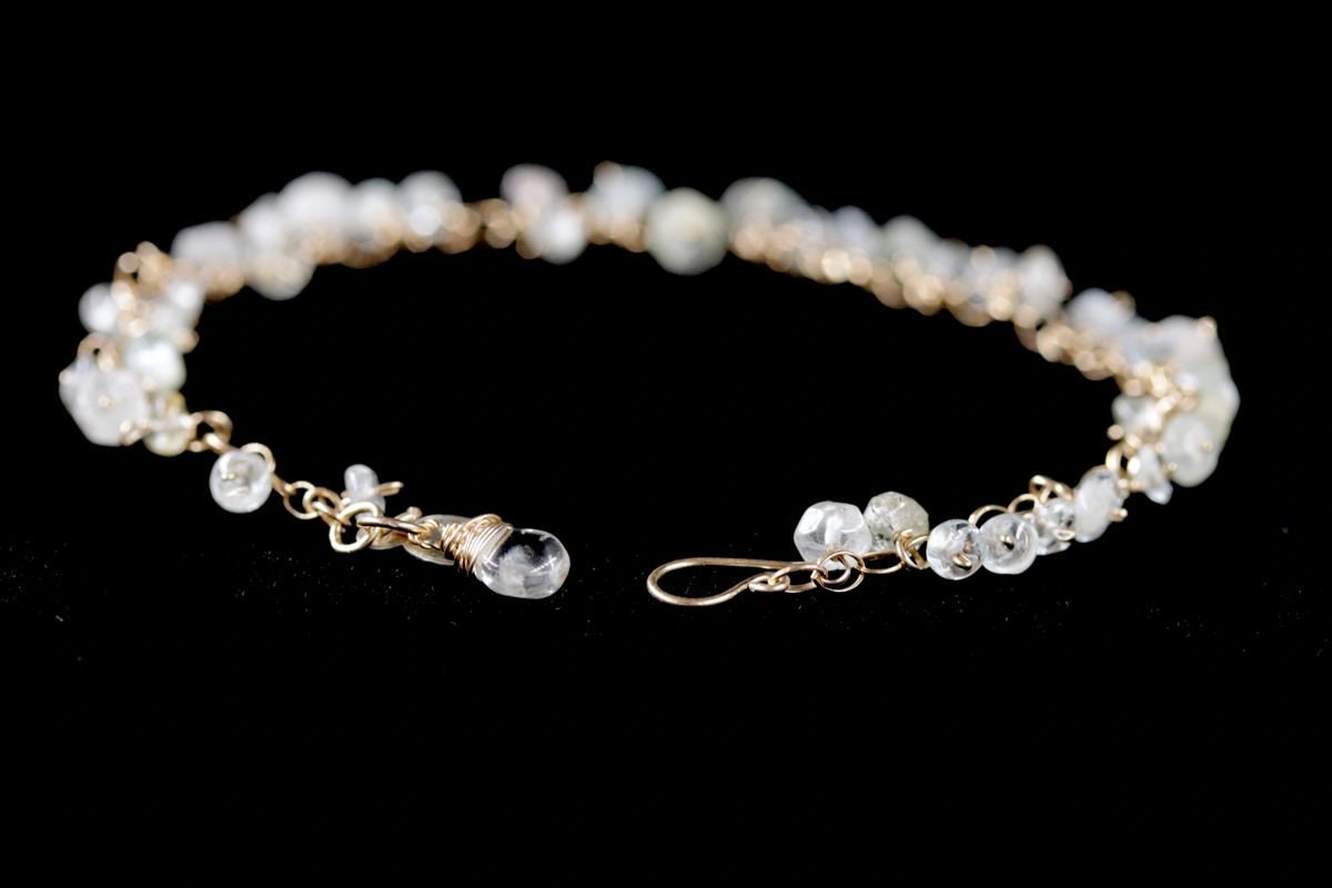 Citrine Gemstone Rosary Chain Gemstone Bracelet, 14K Gold Filled Bridal Jewelry