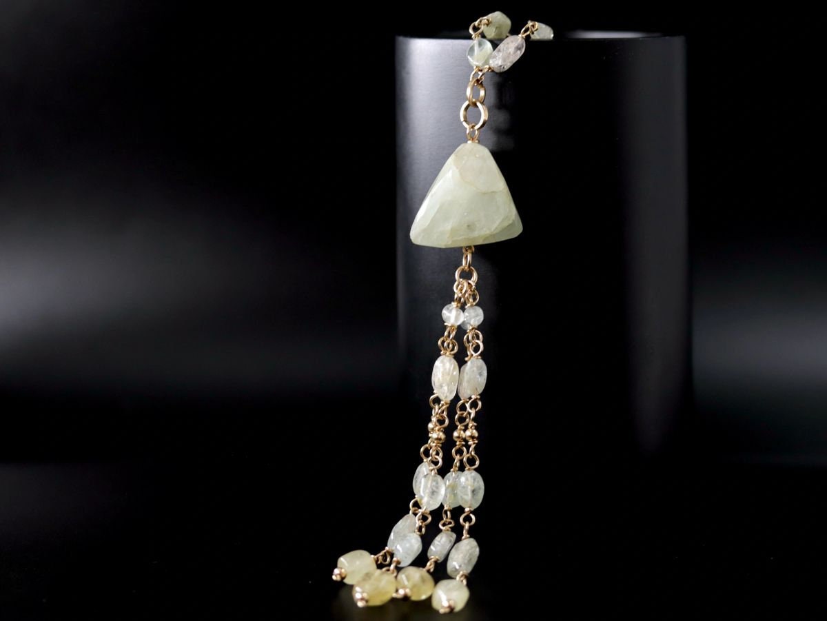 Aquamarine Gemstone Lariat Y Necklace, 14K Gold Filled, Bohemian Wedding