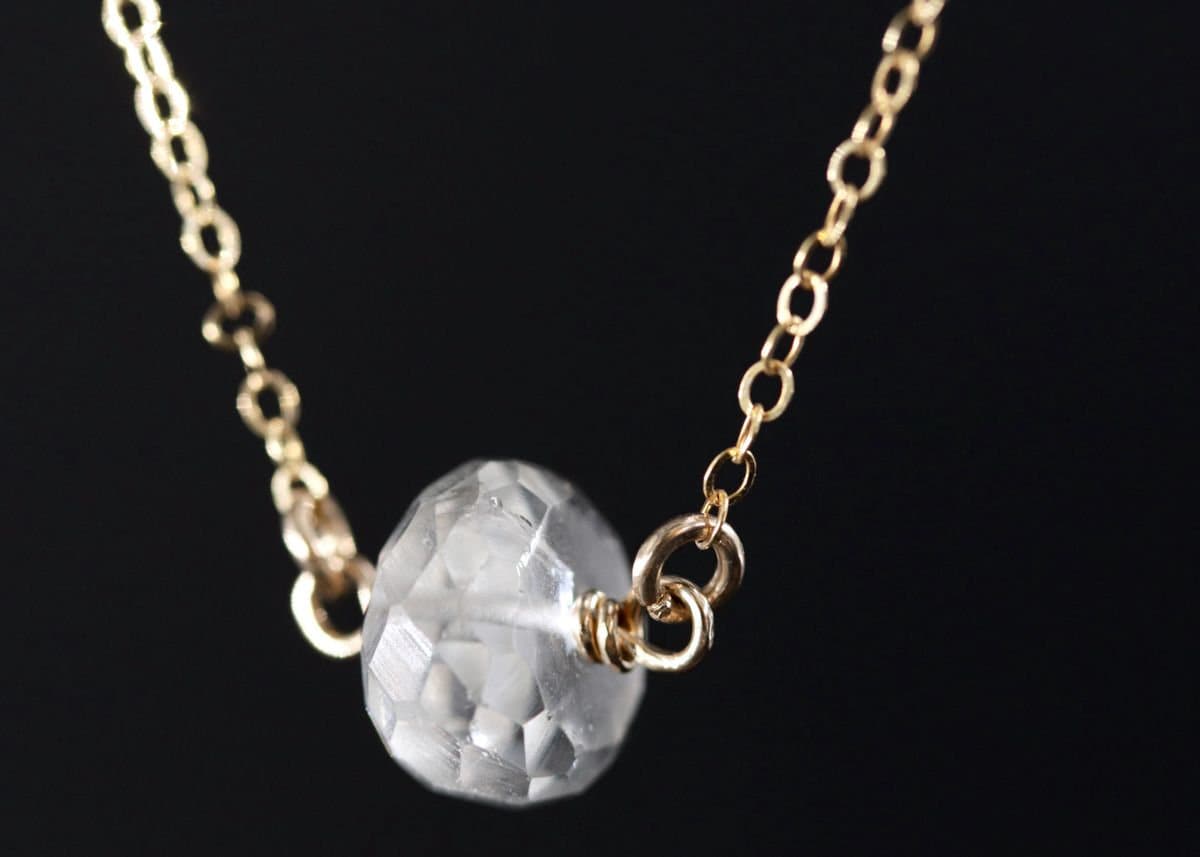 Green Amethyst Pendant Gemstone Necklace, 14K Gold Filled Minimalist Jewelry